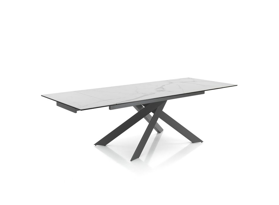 Utdragbart matbord till 240 cm i keramik och stål - Relief Viadurini