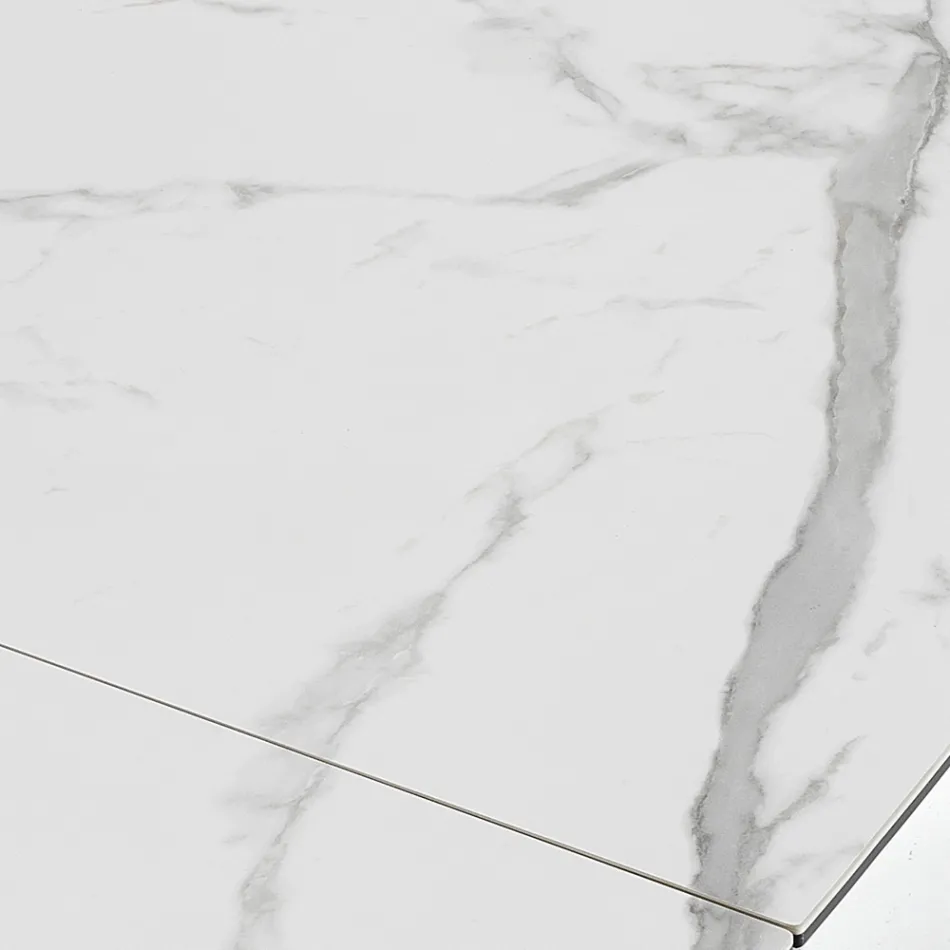 Utdragbart matbord till 240 cm i keramik och stål - Relief Viadurini