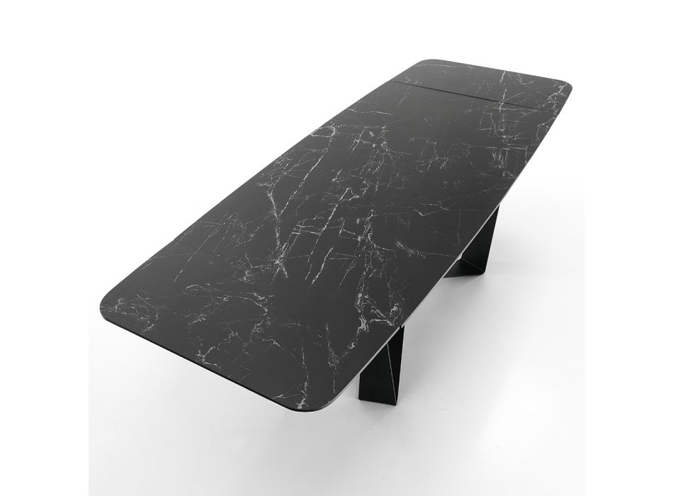 Matbord Utdragbart till 240 cm i Marble Effect Ceramic - Poseidone Viadurini