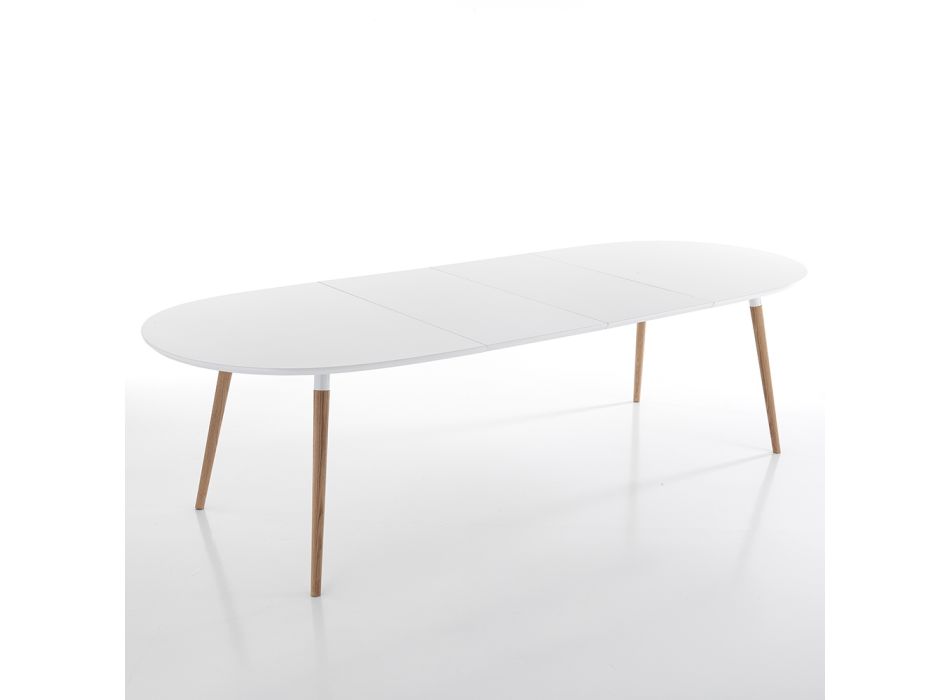 Utdragbart matbord till 270 cm i Mdf och massivt trä - Maurizio Viadurini