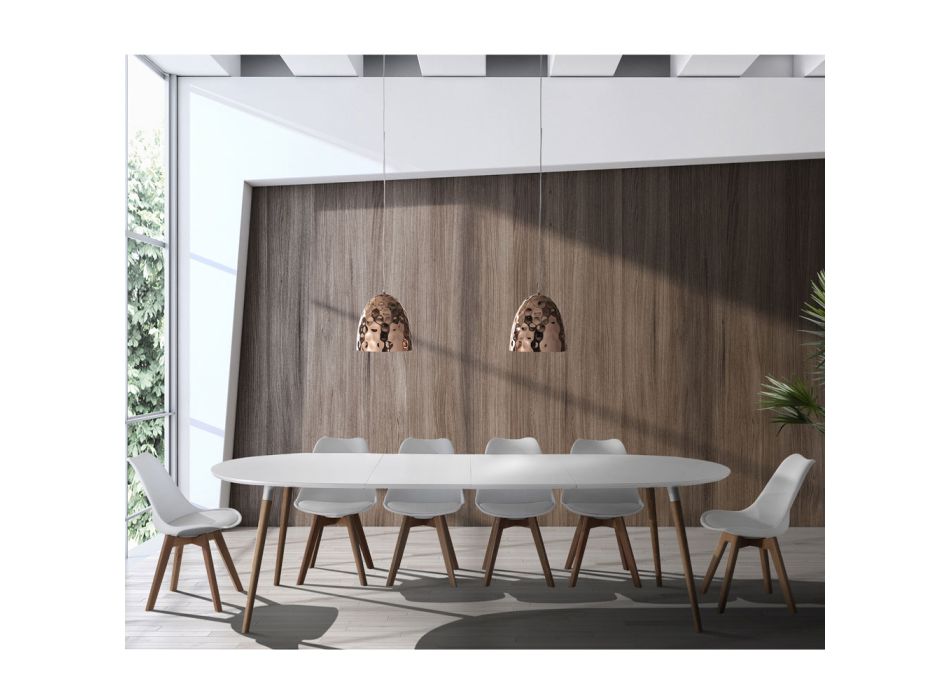 Utdragbart matbord till 270 cm i Mdf och massivt trä - Maurizio Viadurini
