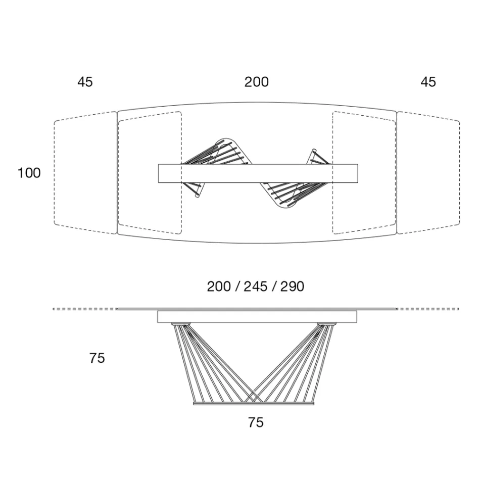 Matbord Utdragbart till 290 cm i metall och keramikskiva - Ricolo Viadurini