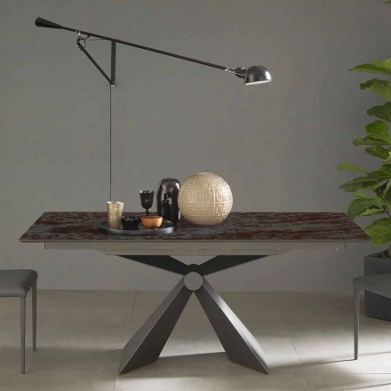 Utdragbart matbord till 298 cm i metall- och keramikskiva - Anaconda Viadurini