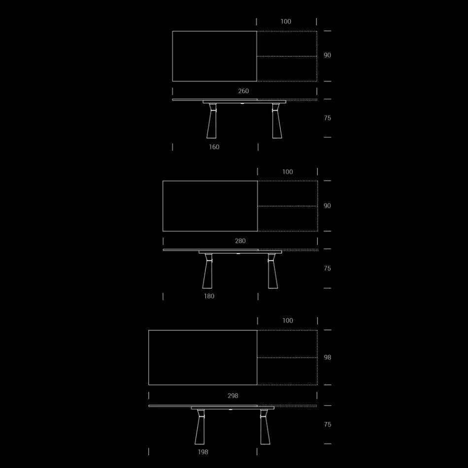 Utdragbart matbord till 298 cm i melamin Tillverkat i Italien - Fedemo Viadurini