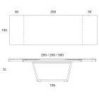 Utdragbart matbord till 3 m i keramik och träben - Cesteo Viadurini