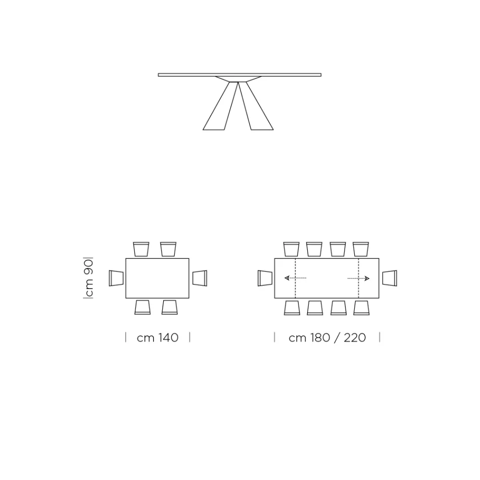 Utdragbart matbord till 300 cm i HPL-laminat Tillverkat i Italien - Dalmatinsk Viadurini