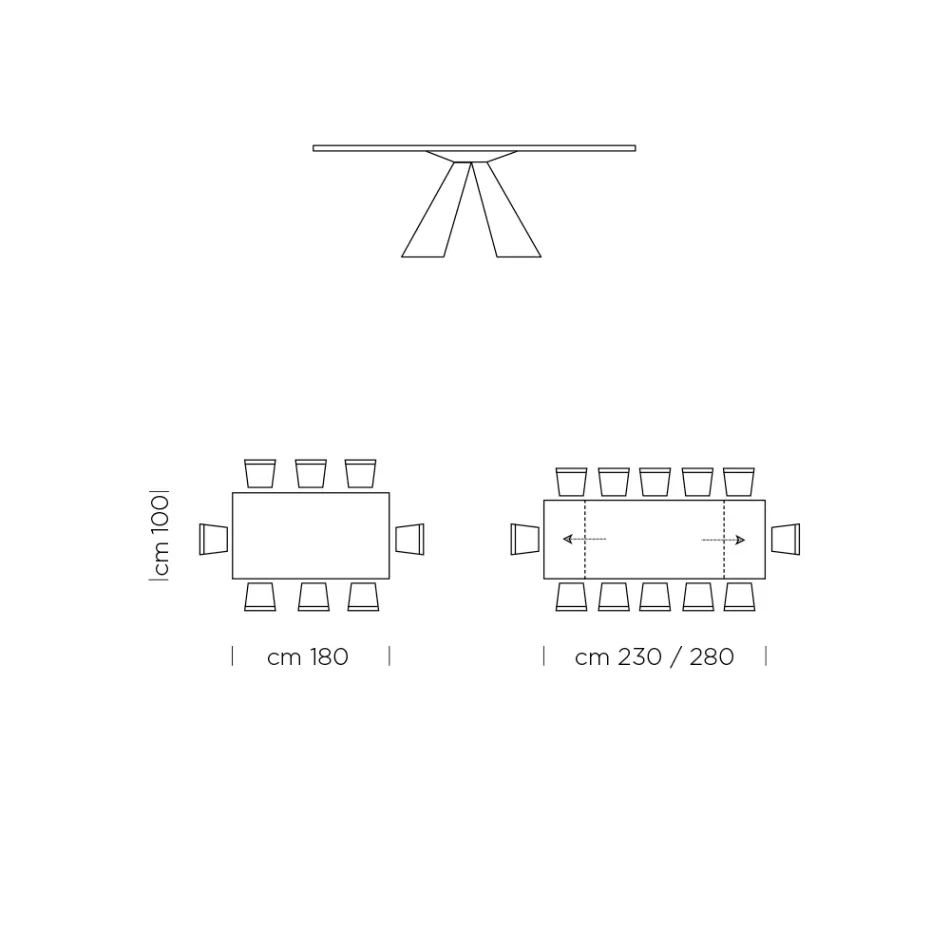 Utdragbart matbord till 300 cm i HPL-laminat Tillverkat i Italien - Dalmatinsk Viadurini