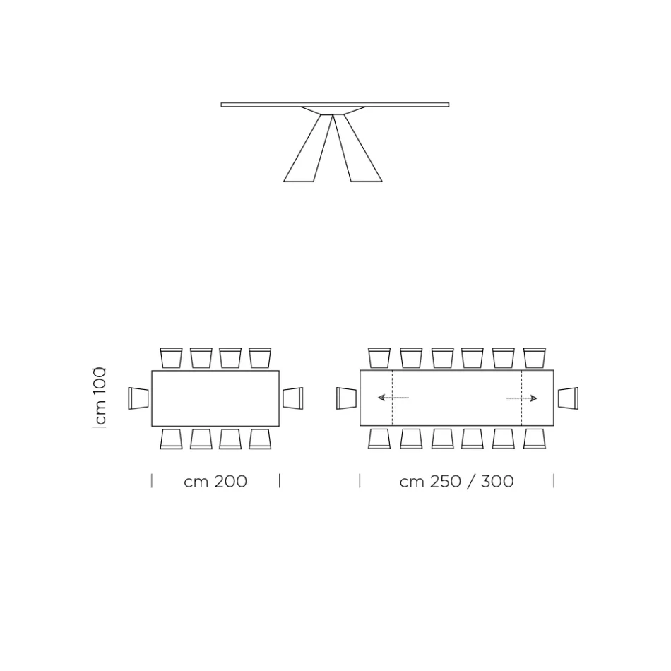 Utdragbart matbord till 300 cm i HPL-laminat Tillverkat i Italien - Dalmatinsk Viadurini