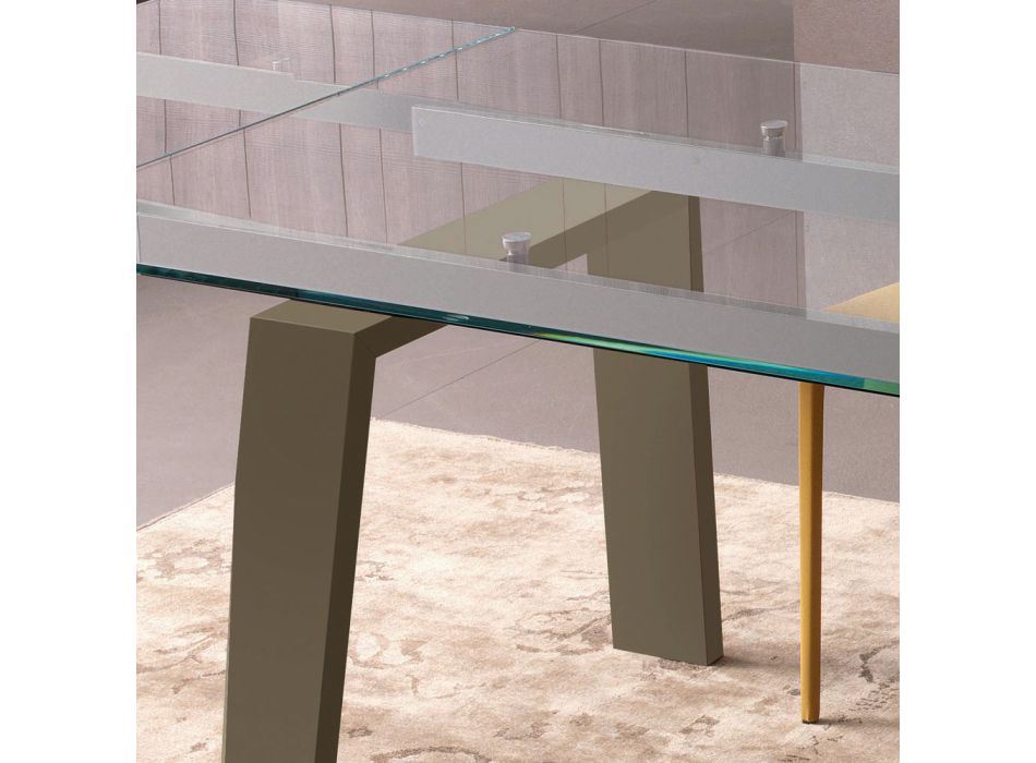 Matbord Utdragbart till 300 cm i trä- och glasskiva - Bedrio Viadurini