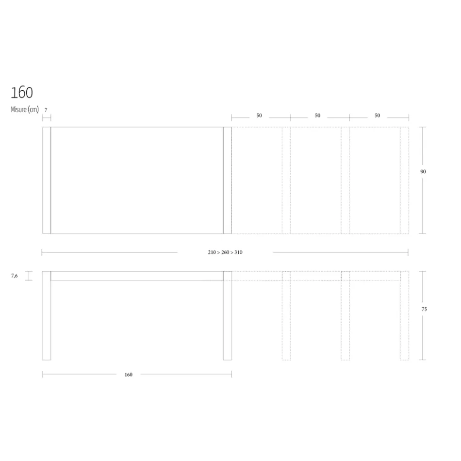 Matbord i metall Utdragbart till 310 cm Tillverkat i Italien - Euklid Viadurini