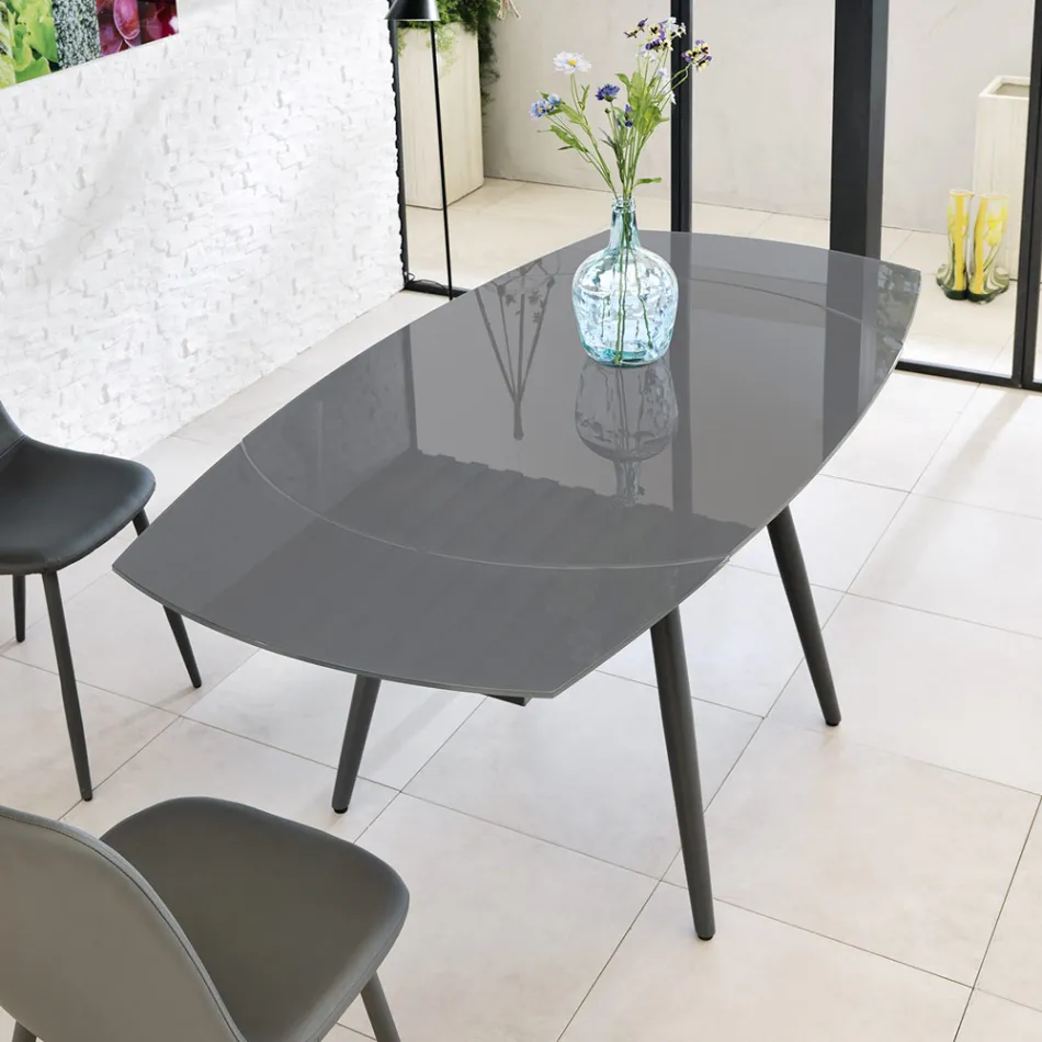 Utdragbart matbord med glasskiva New Japan Viadurini