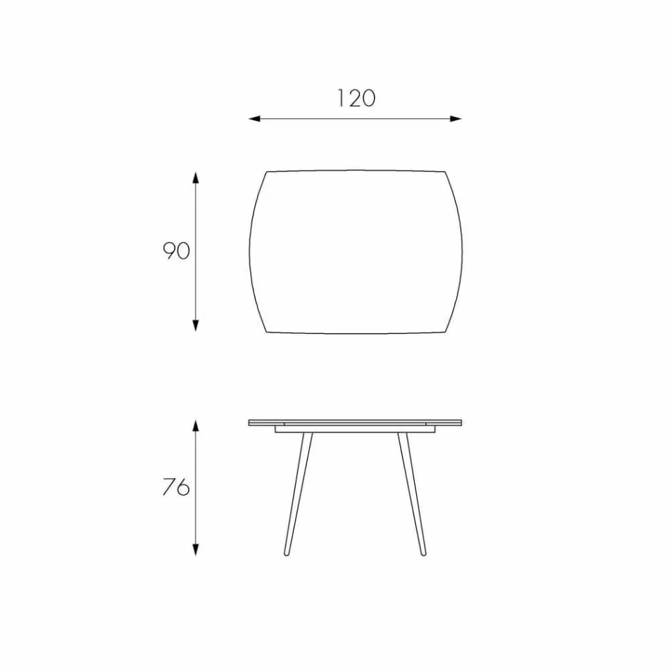 Extendable matbord med Japan Nytt glas topp Viadurini