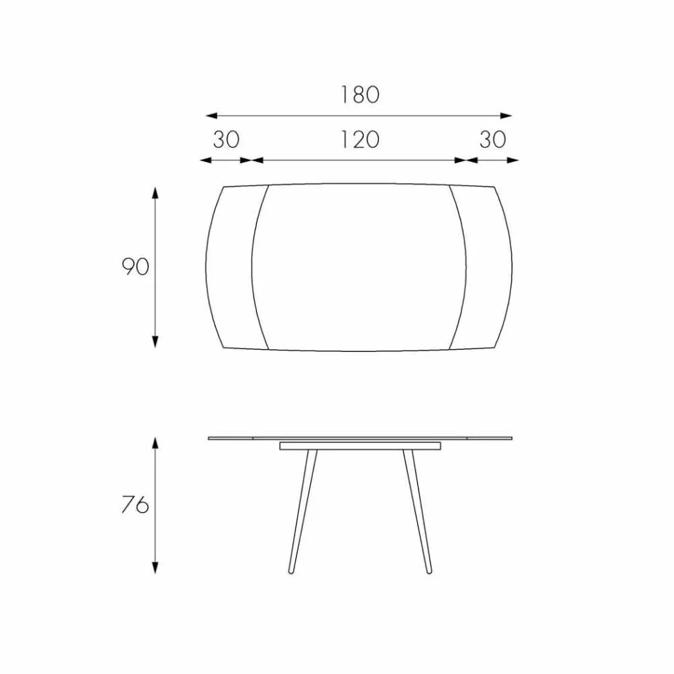 Extendable matbord med Japan Nytt glas topp Viadurini