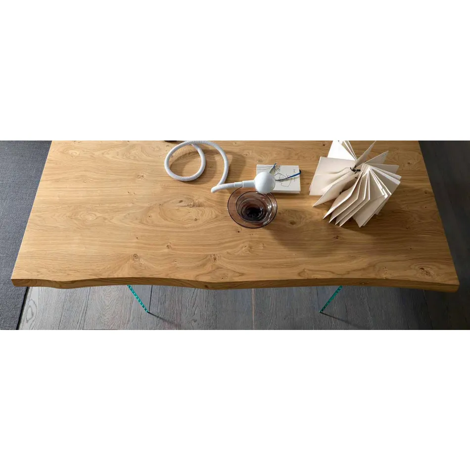 Utdragbart matbord Upp till 280 cm i trä och glas tillverkat i Italien - Focus Viadurini