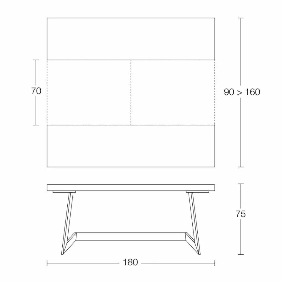 Utdragbart matbord Upp till 160 cm i trä tillverkat i Italien - Eugenia Viadurini