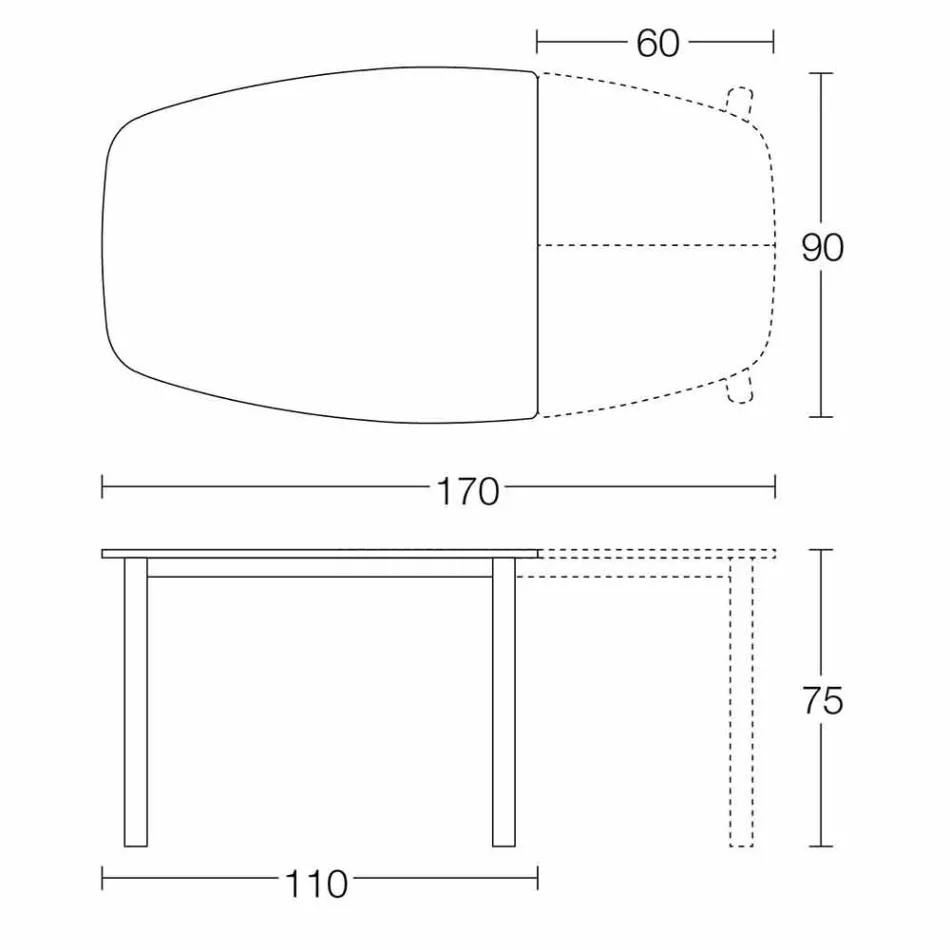 Utdragbart matbord Upp till 170 cm i keramik tillverkat i Italien - Tremiti Viadurini