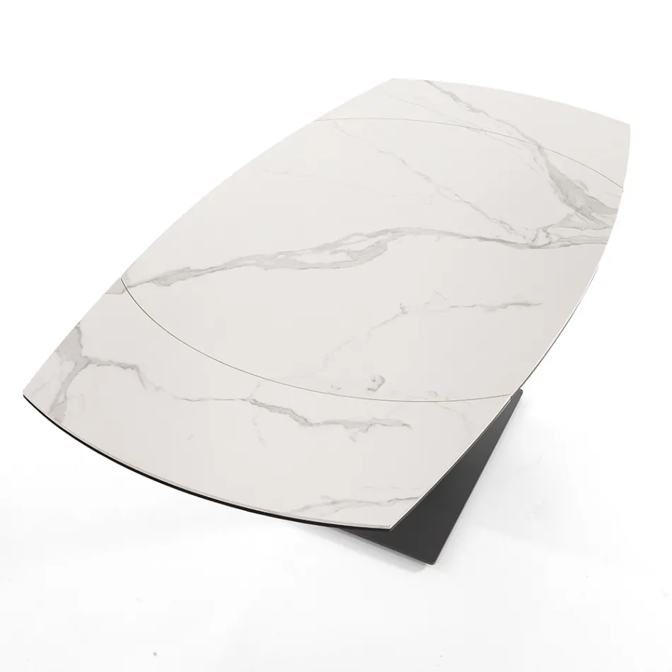 Utdragbart matbord Upp till 180 cm i keramik och stål - Catone Viadurini