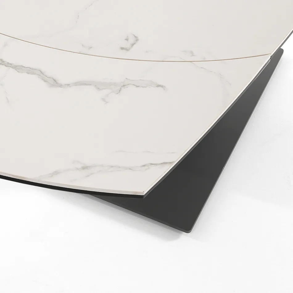 Utdragbart matbord Upp till 180 cm i keramik och stål - Catone Viadurini