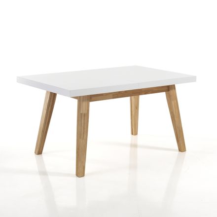 Utdragbart matbord upp till 235 cm i Vitlackerad Mdf - Fedora Viadurini