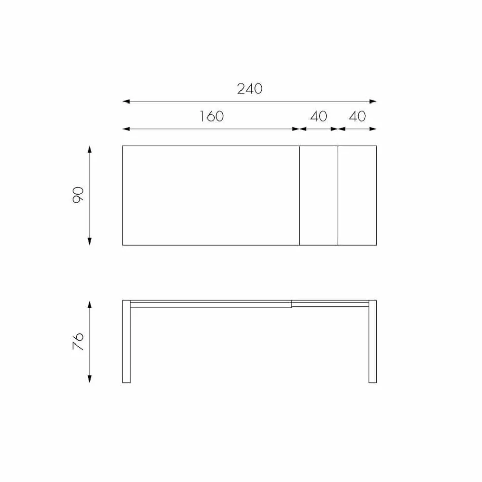 Ciro ek utvidgar bordet upp till 240 cm Viadurini