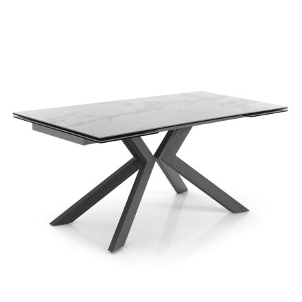 Utdragbart matbord Upp till 240 cm i keramik och metall - Ugo Viadurini