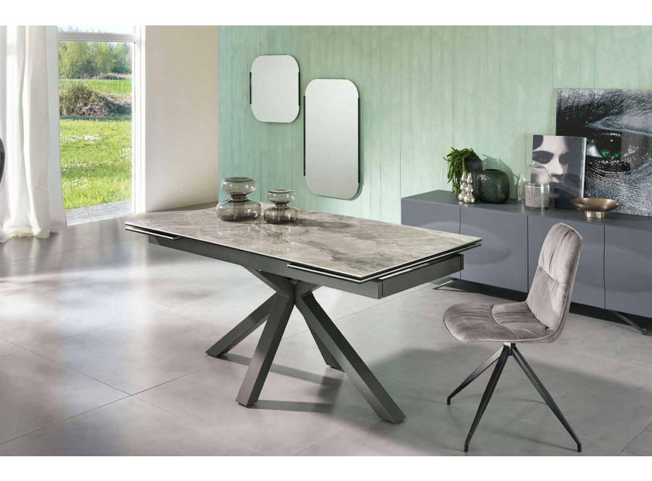 Utdragbart matbord Upp till 240 cm i metall och keramik - Laryssa Viadurini