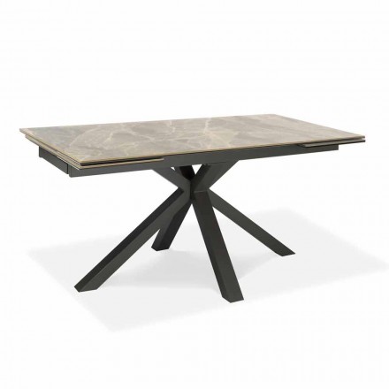 Utdragbart matbord Upp till 240 cm i metall och keramik - Laryssa Viadurini