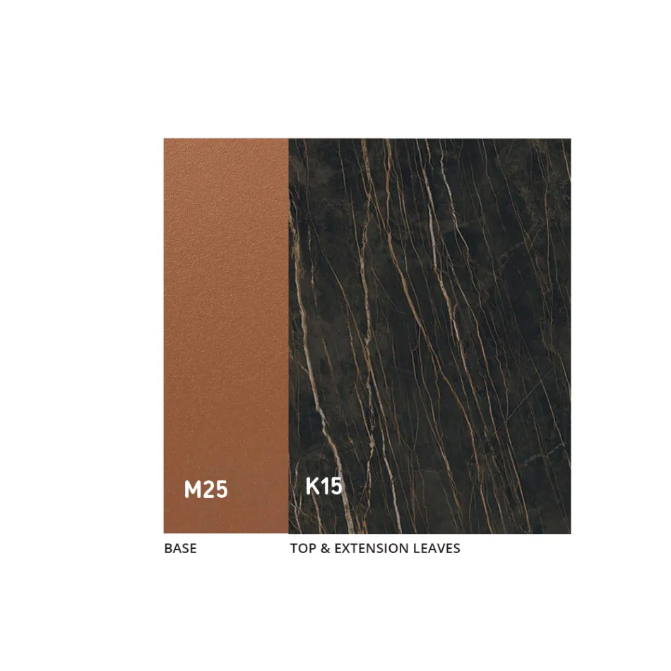 Utdragbart matbord upp till 280 eller 298 cm Keramik Metall - Revia Viadurini