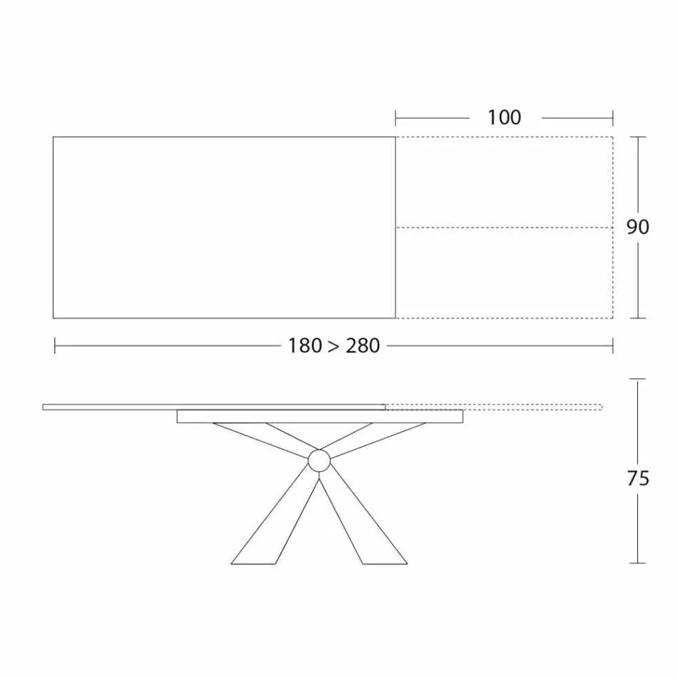 Utdragbart matbord Upp till 298 cm i keramik tillverkat i Italien - Anaconda Viadurini