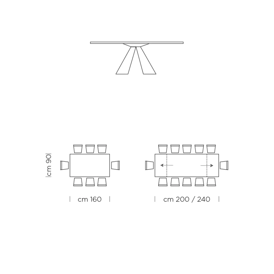 Utdragbart matbord upp till 300 cm i Fenix Made in Italy - Dalmatinsk Viadurini