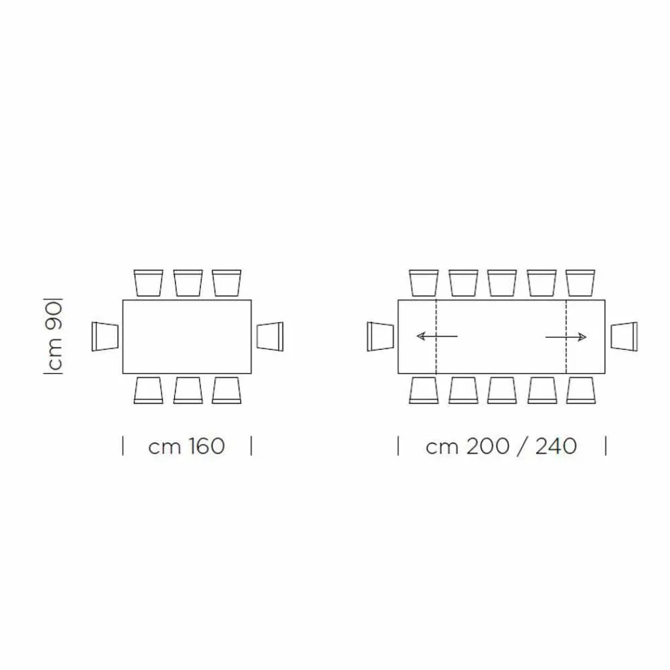 Utdragbart matbord upp till 300 cm i Laminat Made in Italy - Grotta Viadurini
