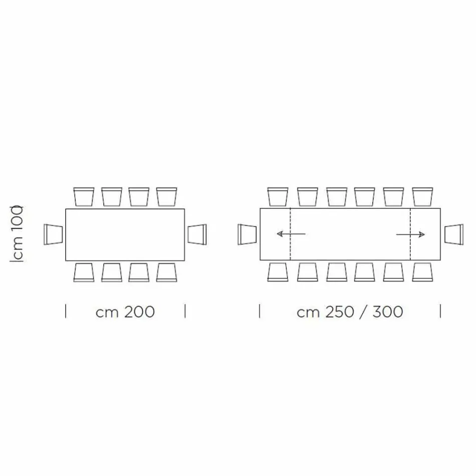 Utdragbart matbord upp till 300 cm i Laminat Made in Italy - Grotta Viadurini