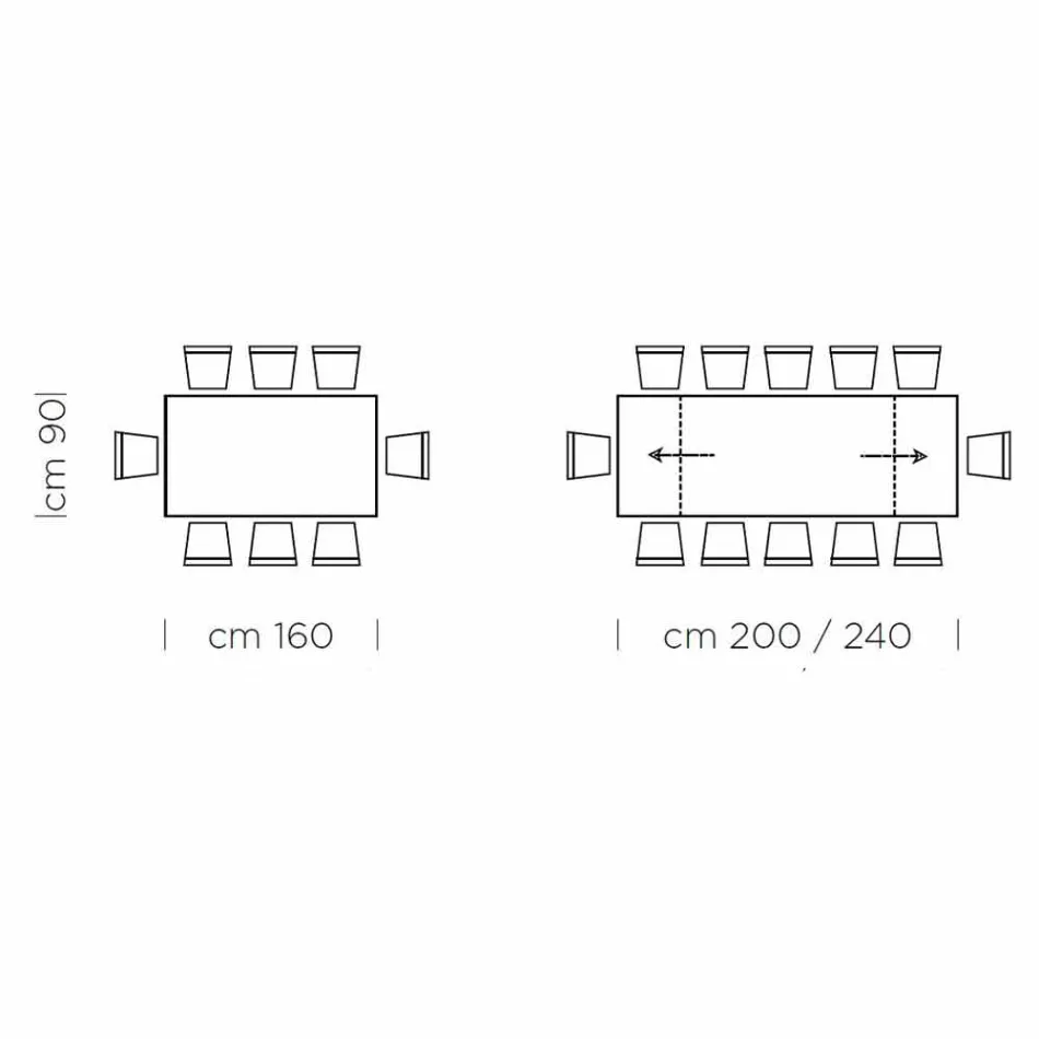 Utdragbart matbord upp till 300 cm i laminat Made in Italy - Settimmio Viadurini