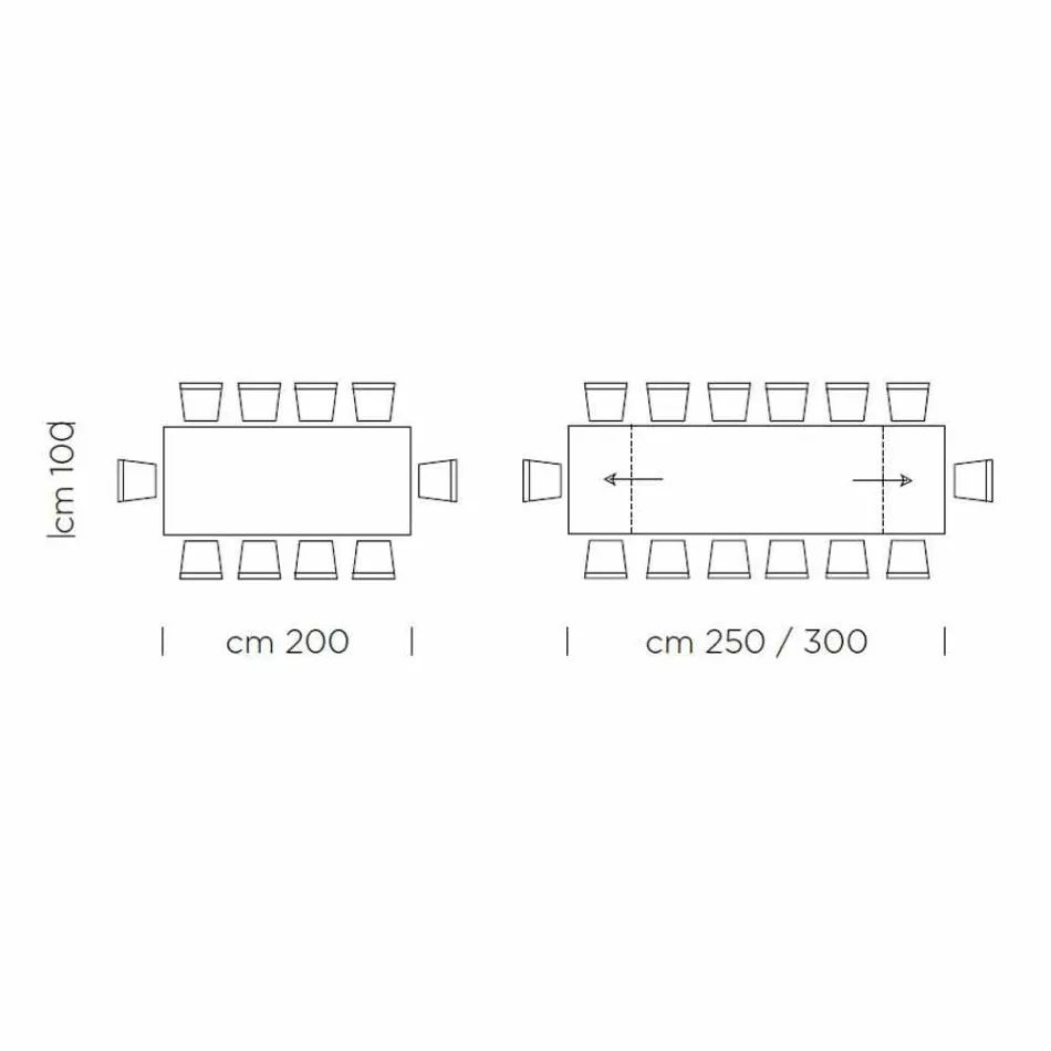 Utdragbart matbord upp till 300 cm i laminat Made in Italy - Settimmio Viadurini
