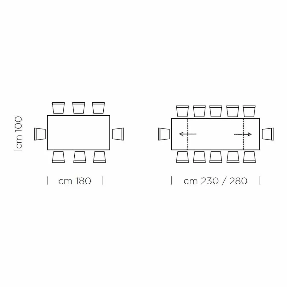 Utdragbart matbord upp till 300 cm i laminat Made in Italy - Settimmio Viadurini