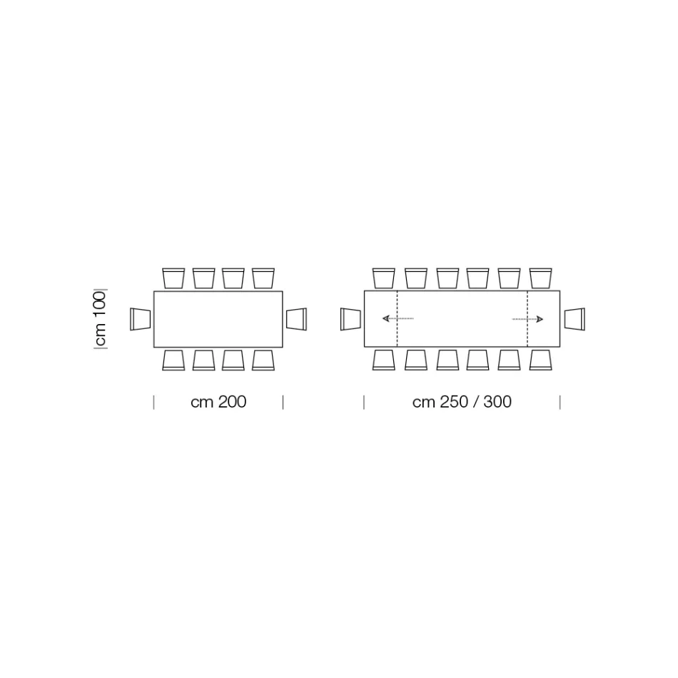 Utdragbart matbord upp till 300 cm i fanerat trä - Settimmio Viadurini