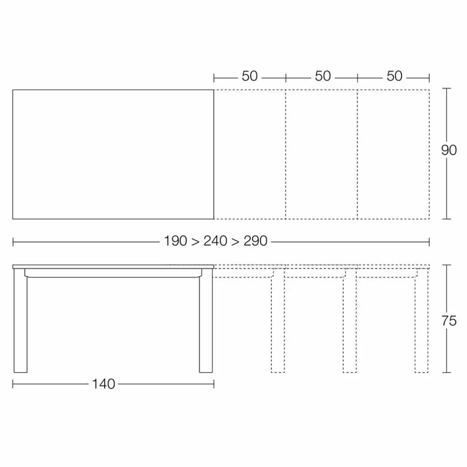 Utdragbart matbord Upp till 310 cm i keramik tillverkat i Italien - Pitagora Viadurini
