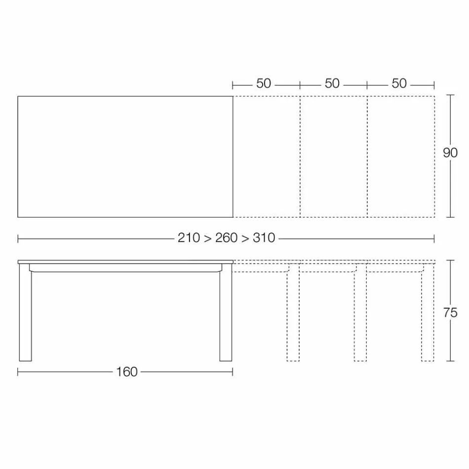 Utdragbart matbord Upp till 310 cm i keramik tillverkat i Italien - Pitagora Viadurini