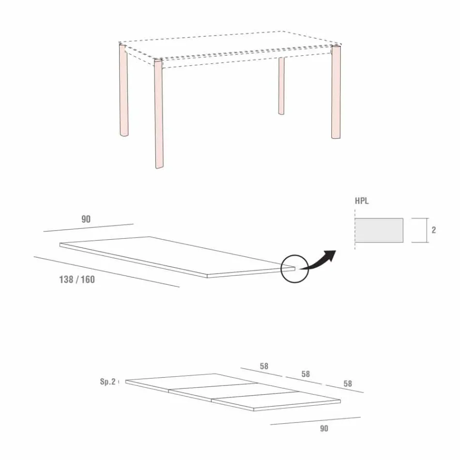 Utdragbart matbord Upp till 334 cm träeffekt tillverkat i Italien - maltesiskt Viadurini