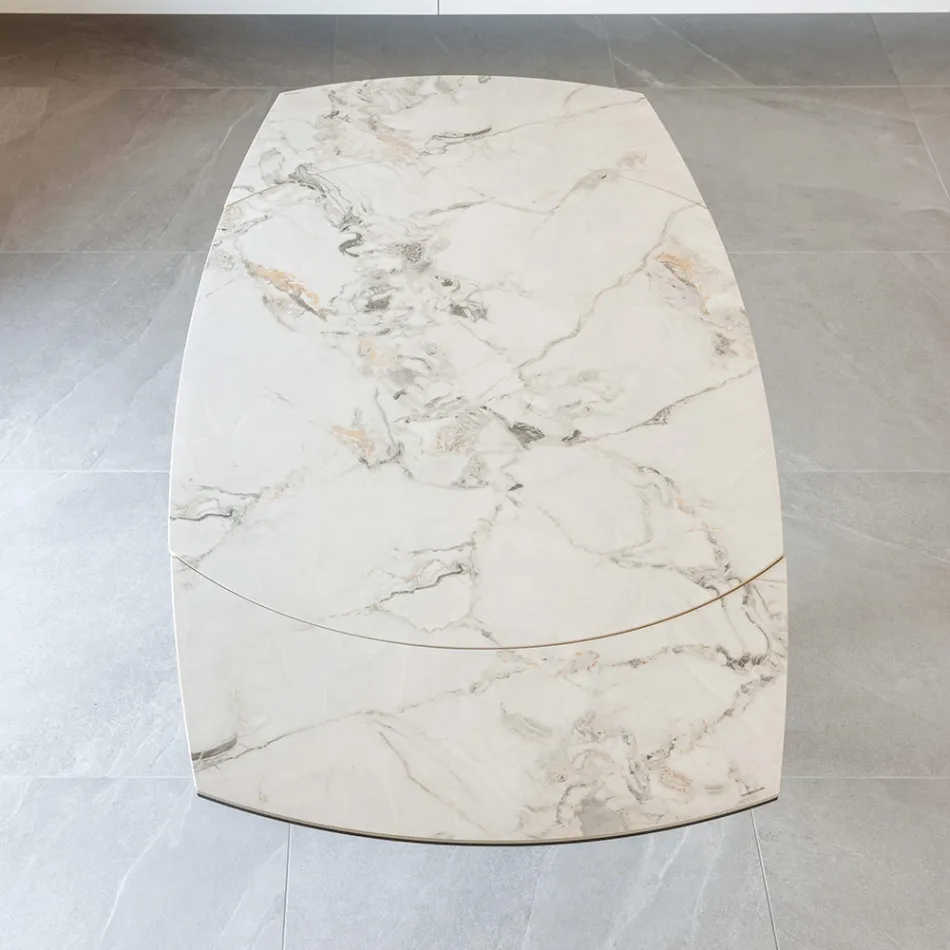 Utdragbart matbord i keramik och metallunderrede - Indira Viadurini