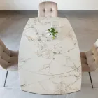 Utdragbart matbord i keramik och metallunderrede - Indira Viadurini