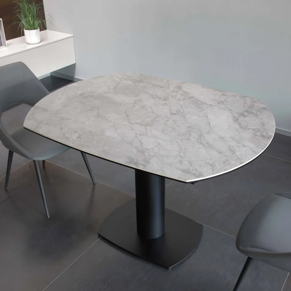 Utdragbart matbord i keramik och metallunderrede - Indira Viadurini