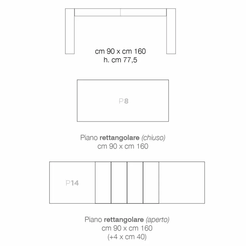 Extendable matbord i melamin trä gjord i Italien, Oky Viadurini