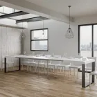 Utdragbart matbord i melaminträ och järn Tillverkat i Italien - Badesi Viadurini