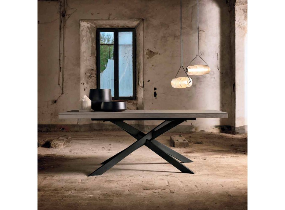 Utdragbart matbord i ekträ L315cm tillverkat i Italien Oncino Viadurini