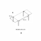 Utdragbart matbord i Extralight glas och metall tillverkat i Italien - Sopot Viadurini