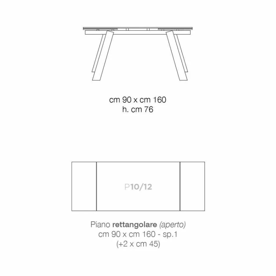 Extendable modernt glas matbord tillverkat i Italien, Azad Viadurini
