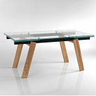 Extendable modernt glas matbord tillverkat i Italien, Azad Viadurini