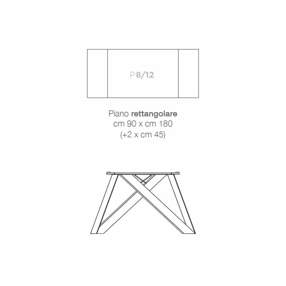 Utdragbar keramisk glas matbord tillverkad i Italien, Wilmer Viadurini