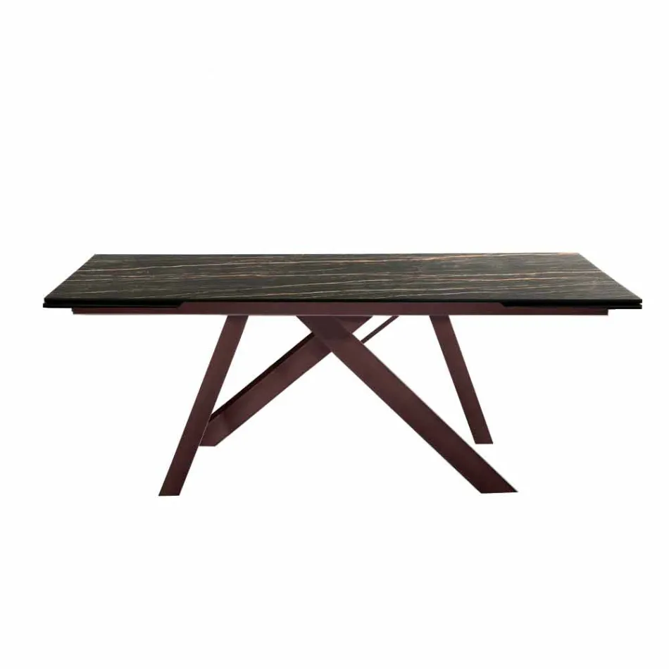 Utdragbart matbord i glaskeramik tillverkat i Italien, Wilmer Viadurini